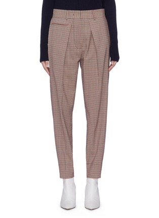 Main View - Click To Enlarge - CÉDRIC CHARLIER - Pleated check plaid virgin wool blend pants