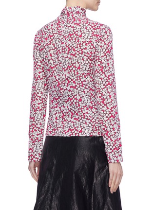 Back View - Click To Enlarge - CÉDRIC CHARLIER - Ruched floral print silk blouse