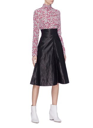 Figure View - Click To Enlarge - CÉDRIC CHARLIER - Ruched floral print silk blouse