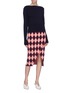 Figure View - Click To Enlarge - CÉDRIC CHARLIER - Strass diamond jacquard knit mock wrap skirt