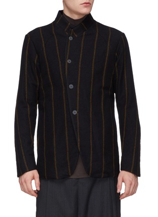 Main View - Click To Enlarge - DEVOA - Stripe brushed virgin wool twill shirt jacket