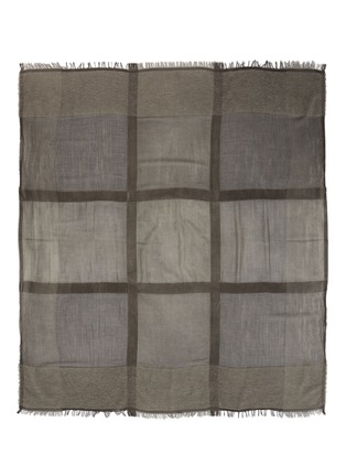 Main View - Click To Enlarge - DEVOA - Bouclé knit panel check virgin wool blend scarf
