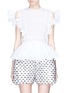 Main View - Click To Enlarge - CECILIE BAHNSEN - 'Maja' ruffle peplum cold shoulder organdy top