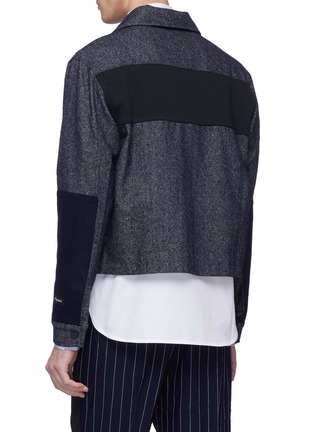 Back View - Click To Enlarge - THE WORLD IS YOUR OYSTER - Felt panel cropped twill shirt jacket