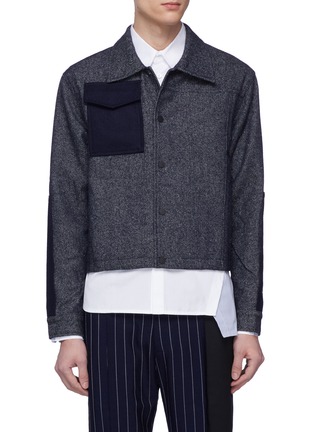 Main View - Click To Enlarge - THE WORLD IS YOUR OYSTER - Felt panel cropped twill shirt jacket