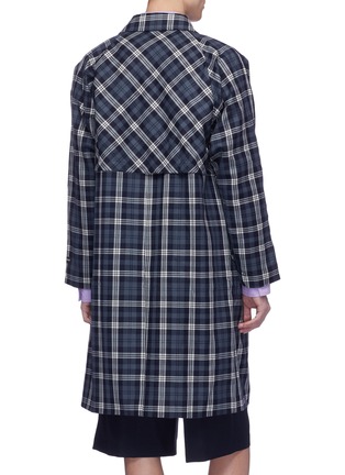 Back View - Click To Enlarge - THE WORLD IS YOUR OYSTER - Tartan plaid wool twill coat