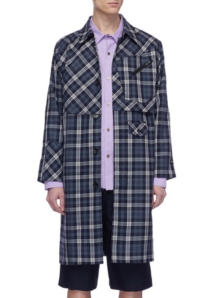 Main View - Click To Enlarge - THE WORLD IS YOUR OYSTER - Tartan plaid wool twill coat