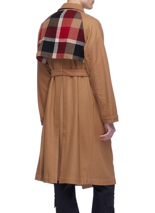 Back View - Click To Enlarge - THE WORLD IS YOUR OYSTER - Belted patchwork panel wool melton coat