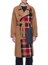 Main View - Click To Enlarge - THE WORLD IS YOUR OYSTER - Belted patchwork panel wool melton coat
