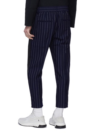 Back View - Click To Enlarge - THE WORLD IS YOUR OYSTER - Colourblock panel pinstripe straight leg pants