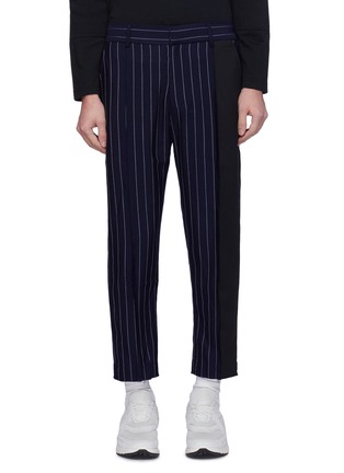 Main View - Click To Enlarge - THE WORLD IS YOUR OYSTER - Colourblock panel pinstripe straight leg pants