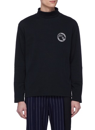 Main View - Click To Enlarge - THE WORLD IS YOUR OYSTER - Slogan print mock neck long sleeve T-shirt