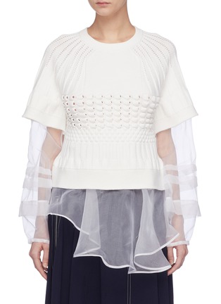 Main View - Click To Enlarge - ENFÖLD - Extended silk organza panel knit top