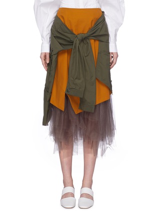 Main View - Click To Enlarge - ENFÖLD - Tulle underlay sleeve tie shirt panel skirt