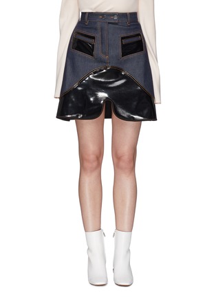 Main View - Click To Enlarge - ELLERY - 'Vontz' coated panel denim skirt