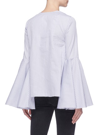 Back View - Click To Enlarge - ELLERY - 'Deco' bell sleeve ribbon bow stripe peplum top