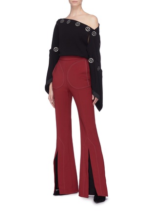 Figure View - Click To Enlarge - ELLERY - 'Aalto' contrast topstitching split flared pants