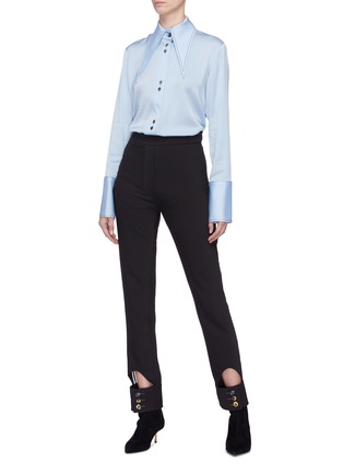Figure View - Click To Enlarge - ELLERY - 'Bilbao' oversized collar contrast topstitching georgette blouse