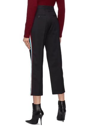 Back View - Click To Enlarge - ADAPTATION - Stripe outseam cropped wool pants