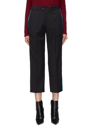 Main View - Click To Enlarge - ADAPTATION - Stripe outseam cropped wool pants