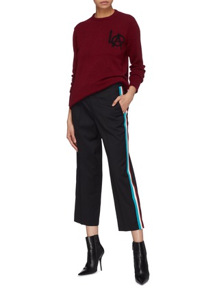 Figure View - Click To Enlarge - ADAPTATION - Stripe outseam cropped wool pants