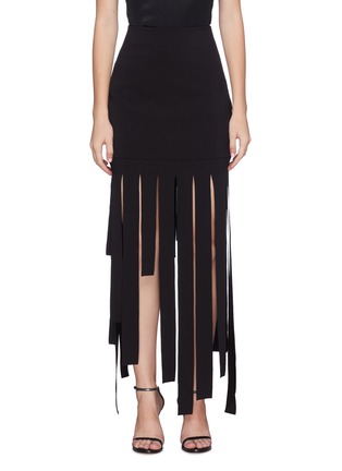 Main View - Click To Enlarge - CARMEN MARCH - Strappy fringe piqué skirt