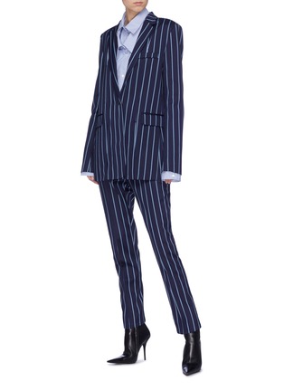 Figure View - Click To Enlarge - ROKH - Split seam stripe wool-cotton blazer