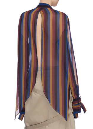 Back View - Click To Enlarge - ROKH - Open back sash neck stripe tunic top