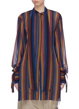 Main View - Click To Enlarge - ROKH - Open back sash neck stripe tunic top
