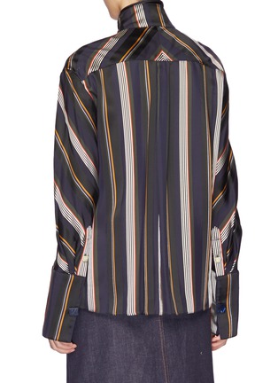 Back View - Click To Enlarge - ROKSANDA - Tie neck stripe shirt