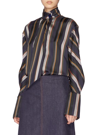 Figure View - Click To Enlarge - ROKSANDA - Tie neck stripe shirt
