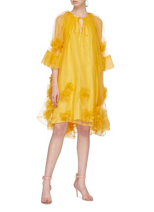 Figure View - Click To Enlarge - ROKSANDA - 'Teresa' corsage appliqué silk organza dress