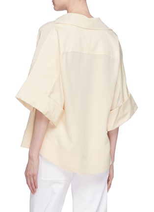 Back View - Click To Enlarge - ROKSANDA - Wide sleeve drape neck silk satin top