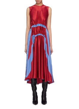 Main View - Click To Enlarge - ROKSANDA - Drawcord ruched colourblock silk sleeveless dress