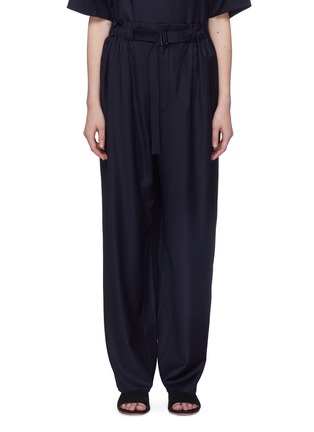 Main View - Click To Enlarge - MS MIN - Belted wool-silk twill wide leg pants