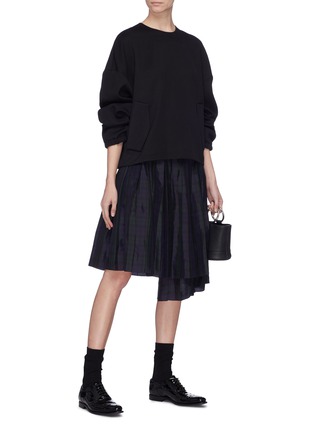 Figure View - Click To Enlarge - MS MIN - Tartan plaid staggered pleated skirt