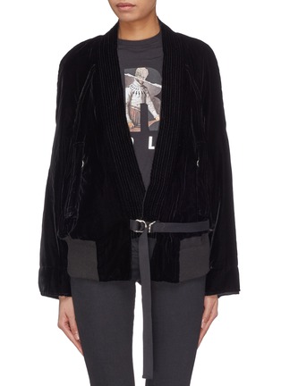 Main View - Click To Enlarge - SONG FOR THE MUTE - Belted velvet kimono bomber jacket