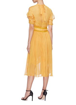 Back View - Click To Enlarge - SELF-PORTRAIT - Pleated chiffon cold shoulder dress