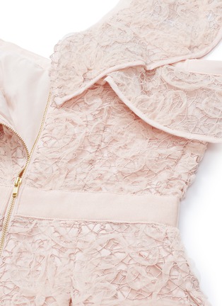 Detail View - Click To Enlarge - SELF-PORTRAIT - Asymmetric ruffle one-shoulder floral mesh lace dress