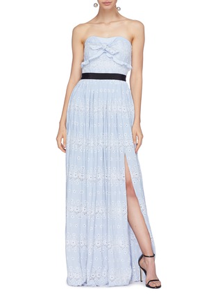 Figure View - Click To Enlarge - SELF-PORTRAIT - Pleated broderie crepe strapless dress
