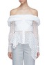 Main View - Click To Enlarge - SELF-PORTRAIT - Broderie anglaise panel poplin off-shoulder top