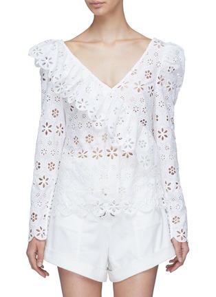 Main View - Click To Enlarge - SELF-PORTRAIT - Ruffle broderie anglaise top