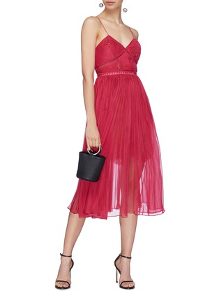 Figure View - Click To Enlarge - SELF-PORTRAIT - Pleated chiffon camisole dress
