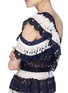 Detail View - Click To Enlarge - SELF-PORTRAIT - Stripe crochet one-shoulder dress