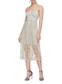 Figure View - Click To Enlarge - SELF-PORTRAIT - Chain trim floral embroidered layered mesh dress