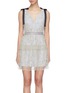 Main View - Click To Enlarge - SELF-PORTRAIT - Tie shoulder floral embroidered mesh layered mini dress