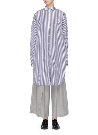Main View - Click To Enlarge - THE KEIJI - Stripe reversed high-low shirt