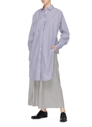 Figure View - Click To Enlarge - THE KEIJI - Stripe reversed high-low shirt