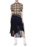 Figure View - Click To Enlarge - TOGA ARCHIVES - Tulle cuff colourblock tartan plaid sweater