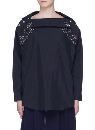 Main View - Click To Enlarge - TOGA ARCHIVES - Stud boat neck poplin top